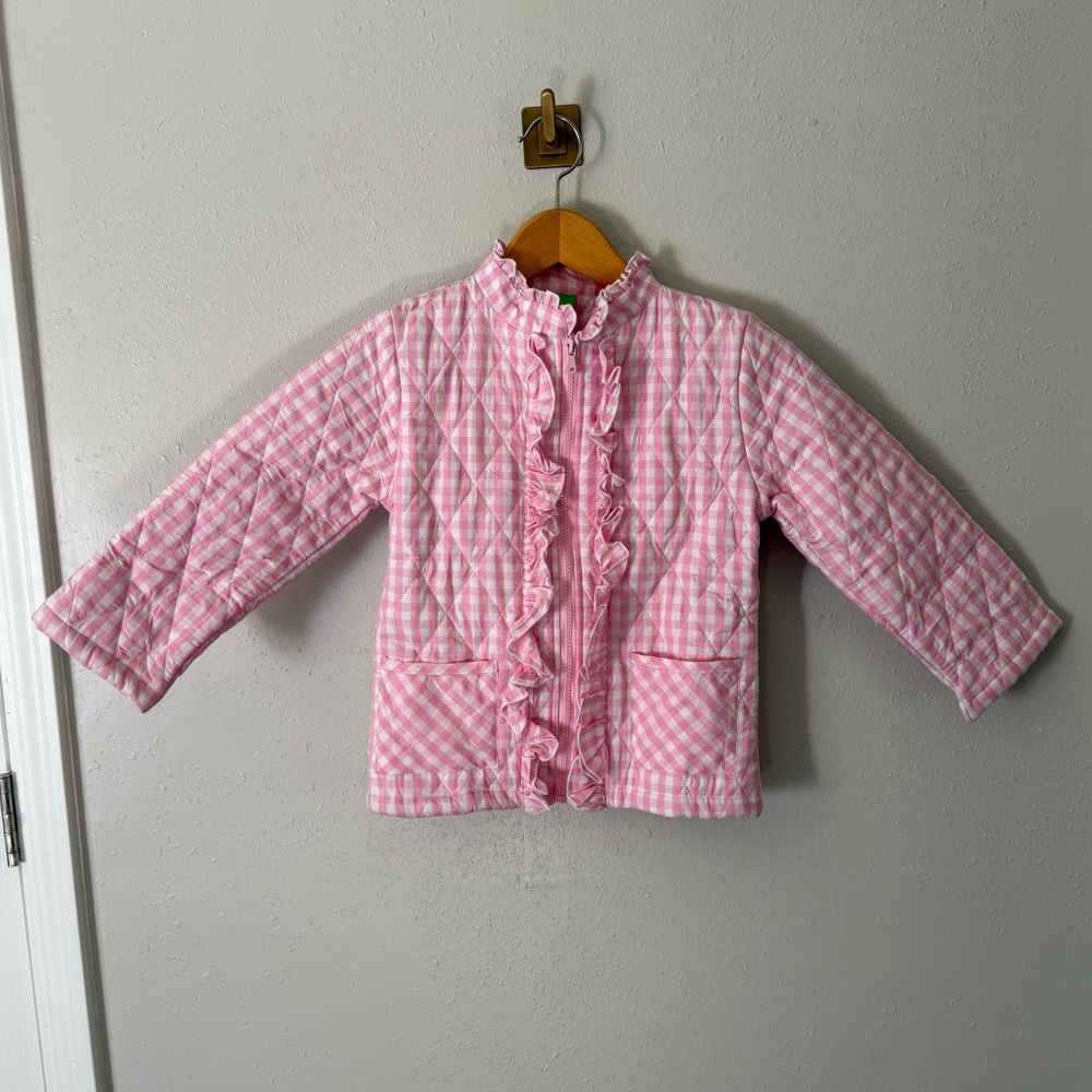 Classic Whimsy Pink/White Check Gingham Ruffle Jacket Coat Size 6